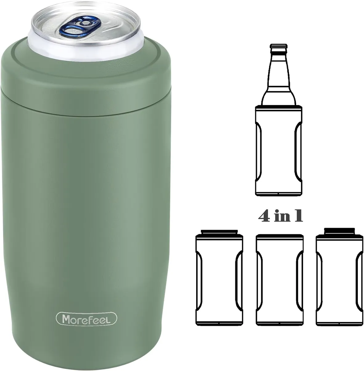 Morefeel 4-in-1 Insulated Can Cooler for 12 oz Cans & Bottles